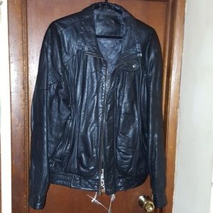Men's black leather jacket